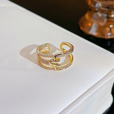 Simple Pearl Zircon Adjustable & Stackable Ring