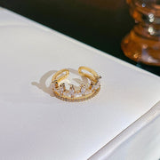Simple Pearl Zircon Adjustable & Stackable Ring