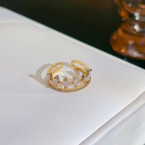 Simple Pearl Zircon Adjustable & Stackable Ring