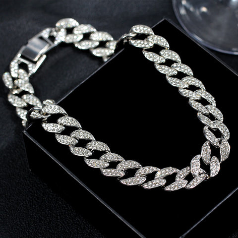"The Influencer" 15mm Iced Out Rhinestone Link Chain Necklace