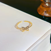 Simple Pearl Zircon Adjustable & Stackable Ring