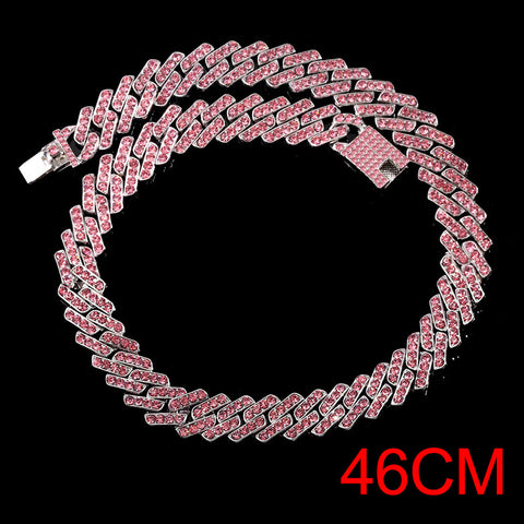 "The Influencer" 15mm Iced Out Rhinestone Link Chain Necklace
