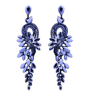 Luxury crystal leaf long drop earrings