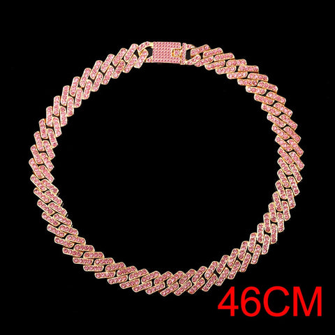 "The Influencer" 15mm Iced Out Rhinestone Link Chain Necklace