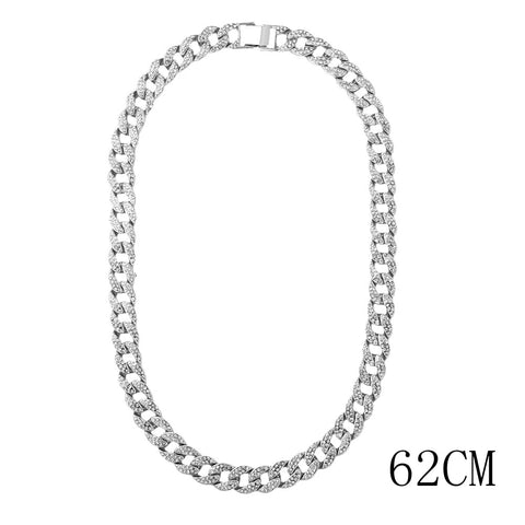 "The Influencer" 15mm Iced Out Rhinestone Link Chain Necklace