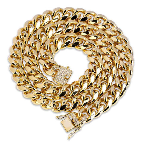 Big Iced Out Cubic Zirconia Cross Pendant Micro Pave With 12mm Cuban Style Chain Necklace