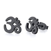 OM & ANKH SYMBOL STAINLESS STEEL  UNISEX STUD EARRINGS