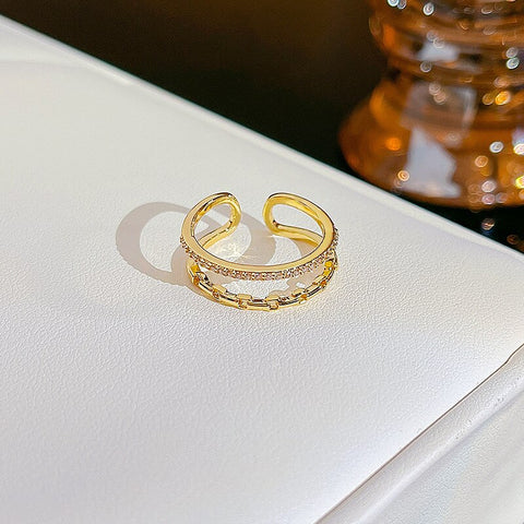 Simple Pearl Zircon Adjustable & Stackable Ring