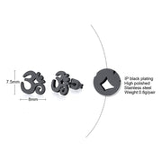 OM & ANKH SYMBOL STAINLESS STEEL  UNISEX STUD EARRINGS