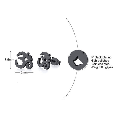 OM & ANKH SYMBOL STAINLESS STEEL  UNISEX STUD EARRINGS