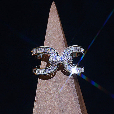 Micro Inlaid Gold Filled Shiny AAA CZ Classic Pave Setting Adjustable Ring