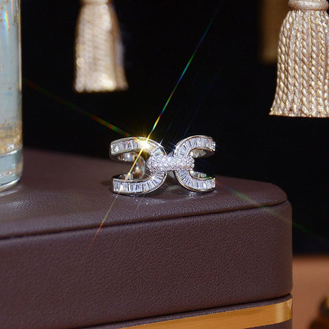 Micro Inlaid Gold Filled Shiny AAA CZ Classic Pave Setting Adjustable Ring