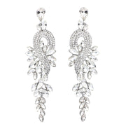 Luxury crystal leaf long drop earrings