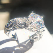 Luxurious White AAA Zircon 925 Sterling Silver Promise Engagement Ring