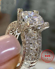 Sterling Silver 925 Classic Engagement Style Cushion Zirconia Tension Setting Square Ring