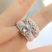 Luxurious White AAA Zircon 925 Sterling Silver Promise Engagement Ring
