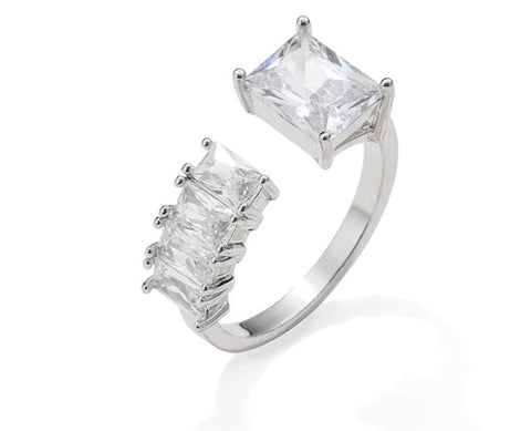 Layered Unique Zirconia Adjustable Shiny Ring