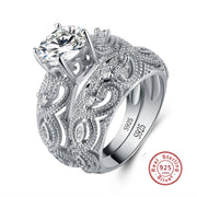 Luxurious White AAA Zircon 925 Sterling Silver Promise Engagement Ring