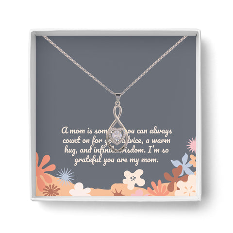 "Love You Mom" Knot Heart Pendant Necklace