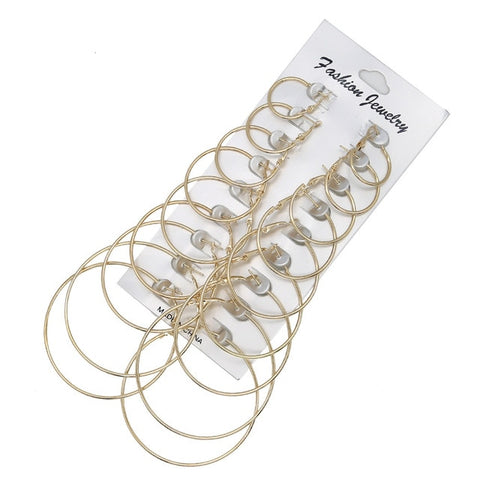 Trendy Oversize Big Circle Hoop Earring Set