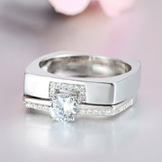 Luxury two color white Zircon Crystal Ring Set