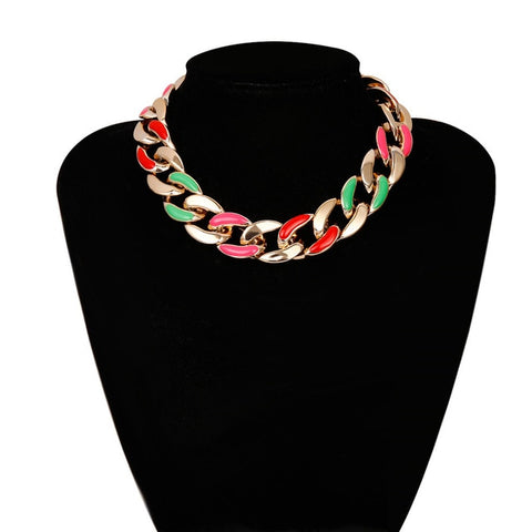 Chunky Gothic Golden CCB Choker Necklace