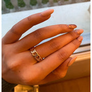Gold Color Plated Chain 7mm Wide Unisex Vintage Ring