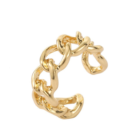 Gold Color Plated Chain 7mm Wide Unisex Vintage Ring