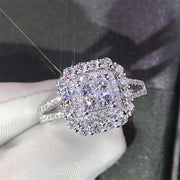 Gorgeous Square Full Bling Iced Out Micro Pave Crystal Zircon Dazzling Ring