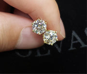 Real 1 Carat D Color Moissatine 18K Gold Color 100% 925 Sterling Silver Stud