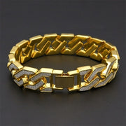 Rhinestone Cuban Iced Out Link Chain Paved CZ L Bling Luxury Bracelet for Men
