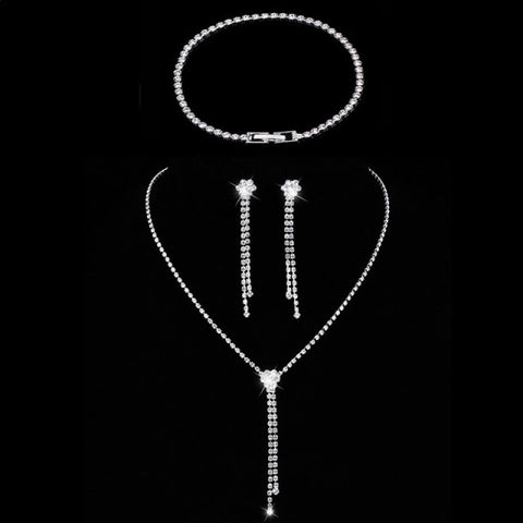 Crystal Set Geometric Choker, Earrings & Bracelet