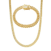 Iced Out Paved Rhinestone 1Set 13MM  CZ Bling Chain for Men