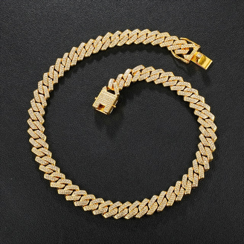 Iced Out Paved Rhinestone 1Set 13MM  CZ Bling Chain for Men