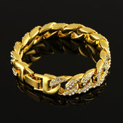Iced Out Micro Paved Rhinestone Link 15mm Chains Cz Bling Men’s Bracelet