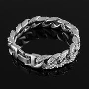 Iced Out Micro Paved Rhinestone Link 15mm Chains Cz Bling Men’s Bracelet
