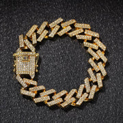 Iced Out Micro Paved Rhinestone Link 15mm Chains Cz Bling Men’s Bracelet