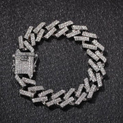 Iced Out Micro Paved Rhinestone Link 15mm Chains Cz Bling Men’s Bracelet