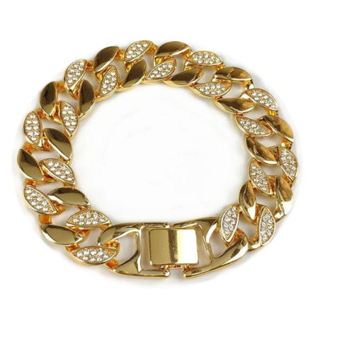Iced Out Micro Paved Rhinestone Link 15mm Chains Cz Bling Men’s Bracelet