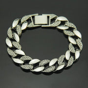 Iced Out Micro Paved Rhinestone Link 15mm Chains Cz Bling Men’s Bracelet