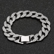 Iced Out Micro Paved Rhinestone Link 15mm Chains Cz Bling Men’s Bracelet