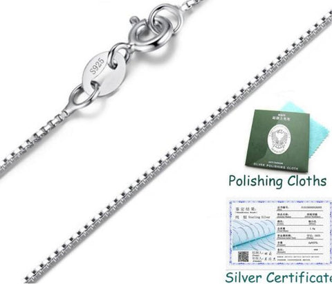 Thin Real 925 Sterling Silver Chain Necklace W/Certificate (No Fade Allergy Free