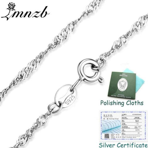 Thin Real 925 Sterling Silver Chain Necklace W/Certificate (No Fade Allergy Free