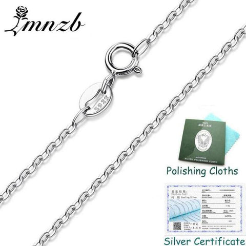 Thin Real 925 Sterling Silver Chain Necklace W/Certificate (No Fade Allergy Free