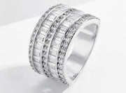 Fashion Luxury Multicolor Charm AAA Baguette Cubic Zirconia T Shape Stone Ring