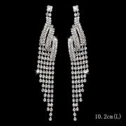 Bling Rhinestone Crystal Long Tassel Drop Earrings
