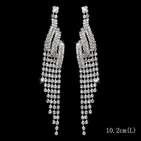 Bling Rhinestone Crystal Long Tassel Drop Earrings