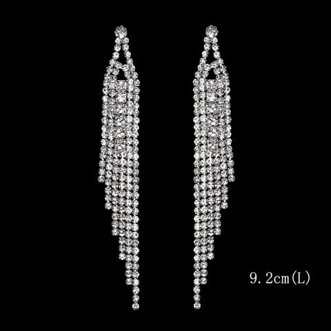 Bling Rhinestone Crystal Long Tassel Drop Earrings