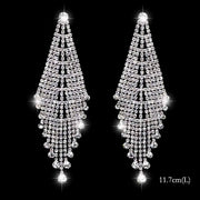Bling Rhinestone Crystal Long Tassel Drop Earrings