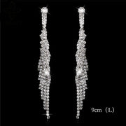 Bling Rhinestone Crystal Long Tassel Drop Earrings